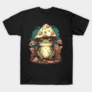 Cottagecore aesthetic frog on Mushroom T-Shirt